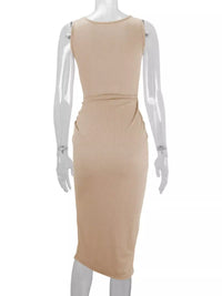 Sleeveless Cut-Out Ruched High-Slit Bodycon Dress 101001792800742 33 Gifts for Her Jerry's Apparel 