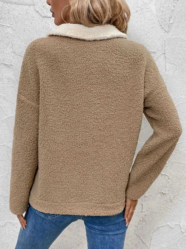 Perfee Contrast Half Zip Long Sleeve Sweatshirt 100100315381890 46 Affordable Fashion Under $100 Jerry's Apparel 
