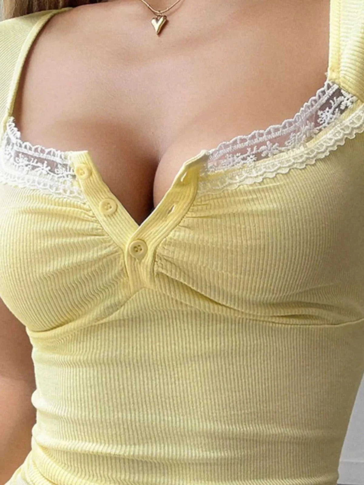 Front Button Ribbed Knit Lace Trim Top 100100047161056 27 Affordable Fashion Under $100 Jerry's Apparel 