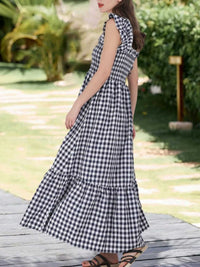 Ruffled Sleeveless Gingham Midi Dress 100100350034223 45 Affordable Fashion Under $100 Jerry's Apparel 