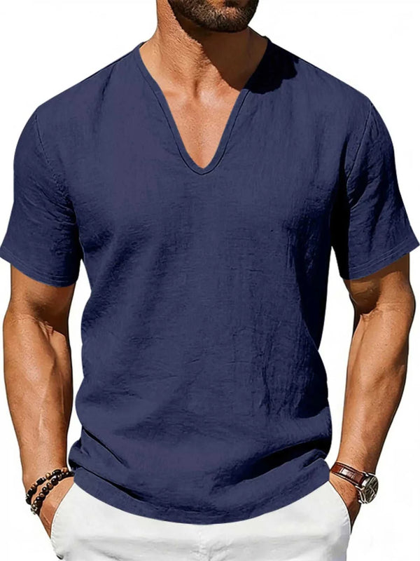 Men's Full Size Casual V-Neck Linen T-Shirt Plus Size 100400496061654 26 Affordable Fashion Under $100 Jerry's Apparel 