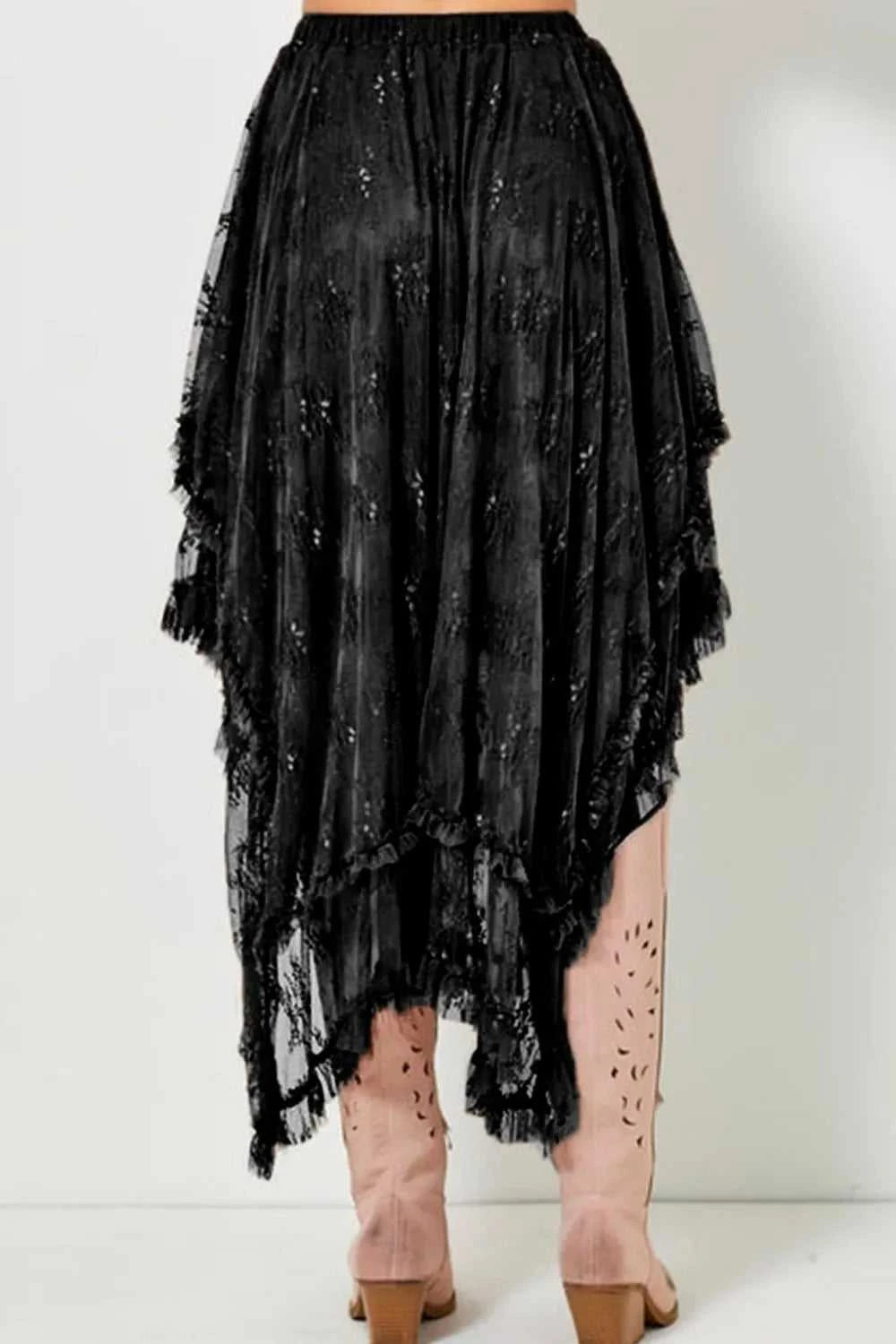 Elastic Waist Asymmetrical Lace Skirt 100100404541935 62 Affordable Fashion Under $100 Jerry's Apparel 