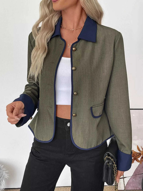 Contrast Trim Button-Up Jacket 100100426955098 54 Affordable Fashion Under $100 Jerry's Apparel 