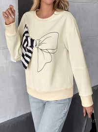 Bow Round Neck Dropped Shoulder Sweatshirt 100100349474048 39 Affordable Fashion Under $100 Jerry's Apparel 