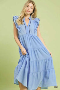 Umgee Seersucker Ruffle Sleeve Tiered Midi Dress 100100933511776 66 Affordable Fashion Under $100 Jerry's Apparel 