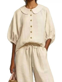 Full Size Button Down Half Sleeve Top and Pants Set Plus Size 100100768465196 46 Affordable Fashion Under $100 Jerry's Apparel 