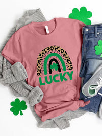 LUCKY Round Neck Short Sleeve T-Shirt