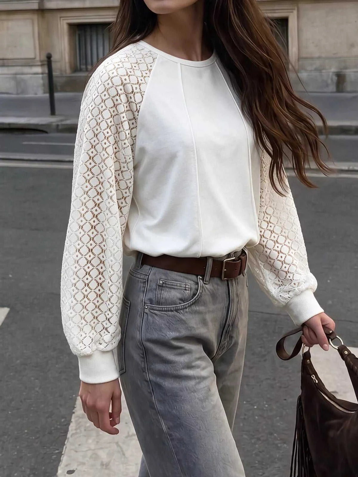 Lace Raglan Sleeve Sweatshirt 101001842976491 38 Affordable Fashion Under $100 Jerry's Apparel 