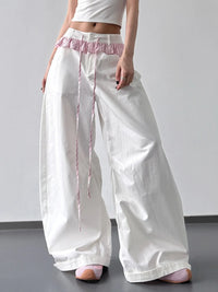 Wide Leg Drawstring Casual Pants