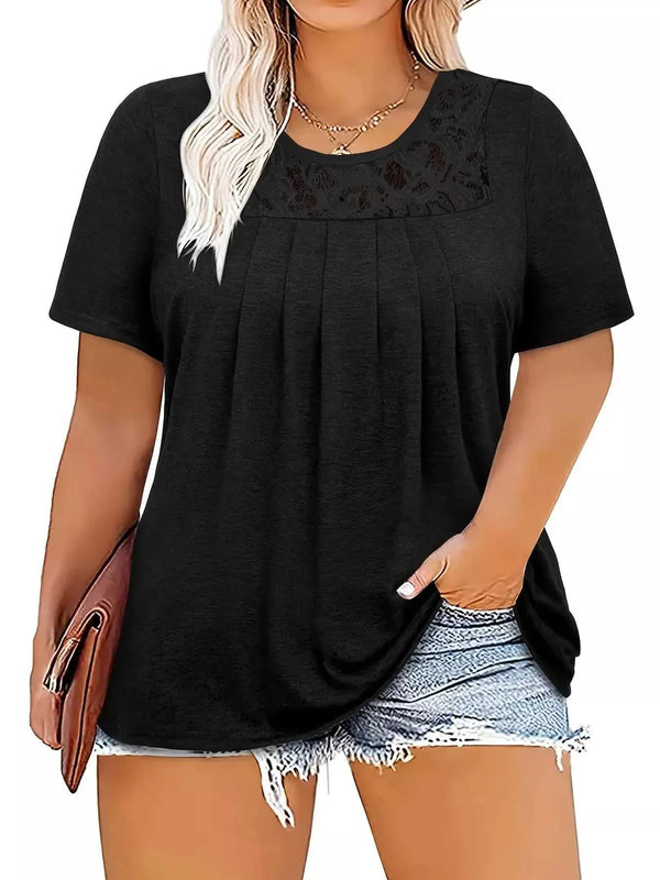 Plus Size Lace Detail Short Sleeve Top 100100411771775 30 Affordable Fashion Under $100 Jerry's Apparel 