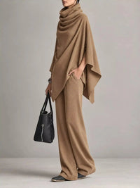 Full Size Turtleneck Poncho and Wide-Leg Pants Set Plus Size 101002605950123 65 Gifts for Her Jerry's Apparel 