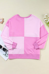 Color Block Half Button Long Sleeve Sweatshirt