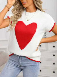 Valentine's Day Heart Graphic Short Sleeve Sweater 100100427412577 40 Affordable Fashion Under $100 Jerry's Apparel 