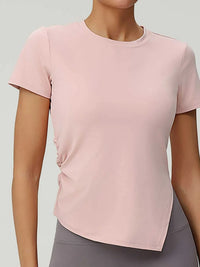 Full Size Slit Round Neck Short Sleeve Active T-Shirt Plus Size 100100177922329 28 Affordable Fashion Under $100 Jerry's Apparel 