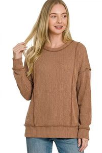 Zenana Corded Rib Long Sleeve Round Neck Top 100100598621089 23 Affordable Fashion Under $100 Jerry's Apparel 