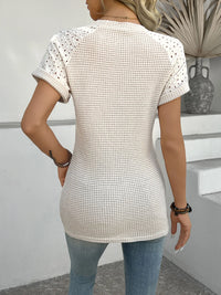 Hollow Out Waffle Knit Short Sleeve T-Shirt