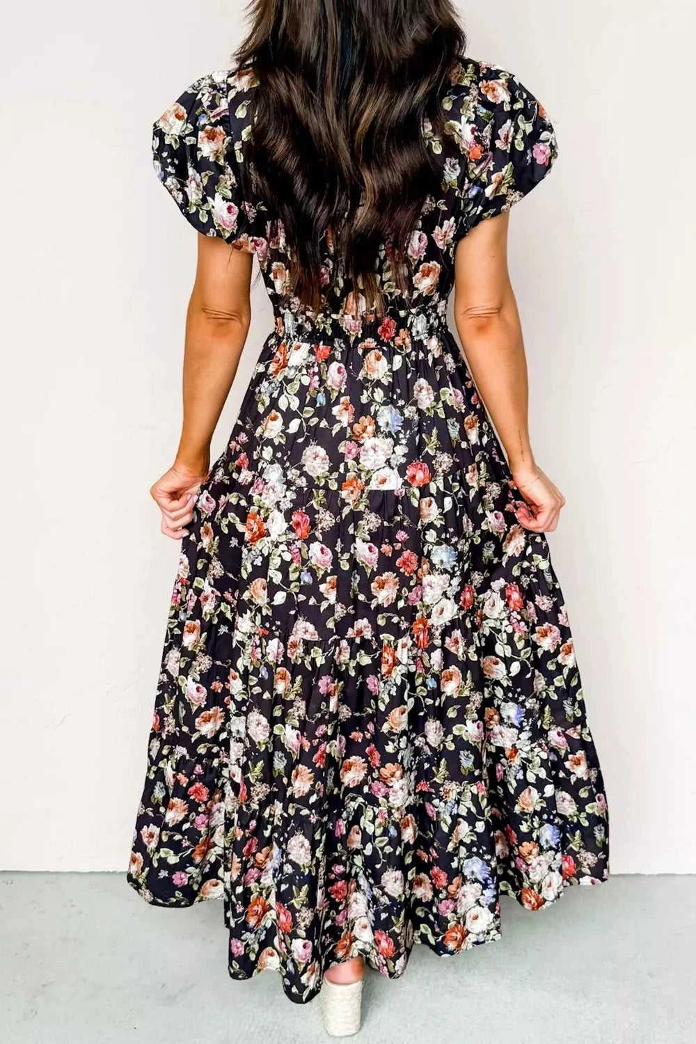 Floral Print Smocked Waist Maxi Dress 100100885551722 78 Affordable Fashion Under $100 Jerry's Apparel 