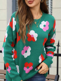 Floral Crew Neck Long Sleeve Sweater 100100152678985 50 Affordable Fashion Under $100 Jerry's Apparel 