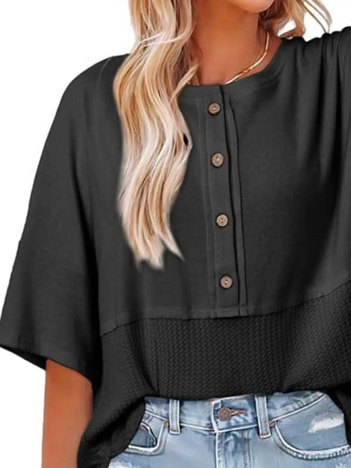 Button Detail Texture Knit T-Shirt 100100489140397 26 Affordable Fashion Under $100 Jerry's Apparel 