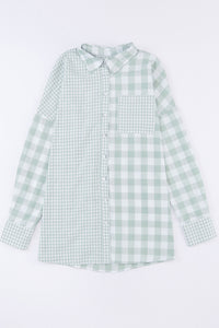 Pocketed Plaid Collared Neck Long Sleeve Shirt