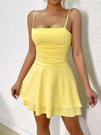 Ruched Spaghetti Strap Layered Mini Dress 101001361310686 33 Women's Dress Gifts for Her Jerry's Apparel 