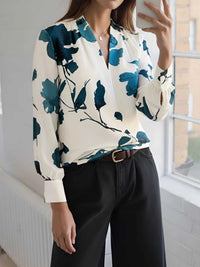 Printed V-Neck Long Sleeve Blouse 100100740911110 33 Affordable Fashion Under $100 Jerry's Apparel 