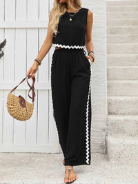 Round Neck Sleeveless Top and Pants Set 100100756401085 36 Affordable Fashion Under $100 Jerry's Apparel 