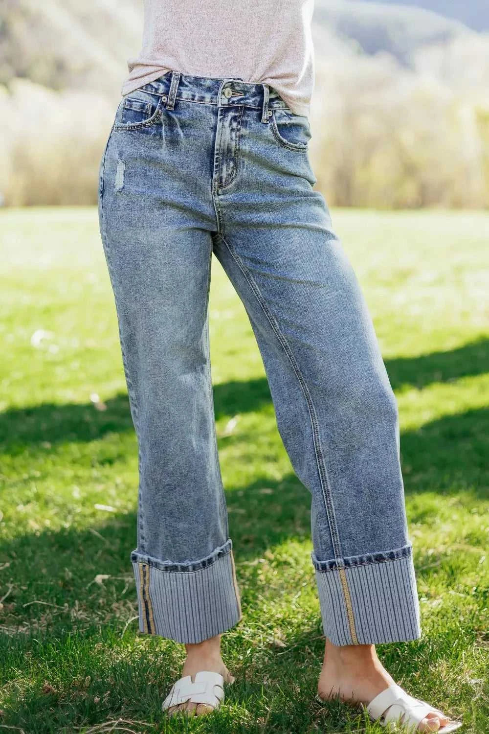 Cuffed Straight Loose Jeans 100100336722842 76 Affordable Fashion Under $100 Jerry's Apparel 