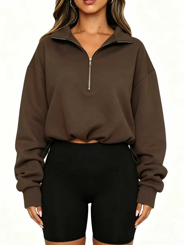 Half Zip Drawstring Hem Sweatshirt 101001873128896 51 Affordable Fashion Under $100 Jerry's Apparel 