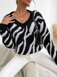 Zebra Print Relaxed Fit Pullover Sweater 100100918358486 33 Affordable Fashion Under $100 Jerry's Apparel 