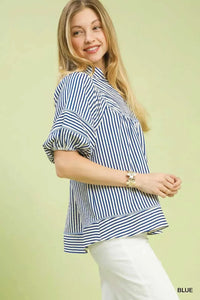 Umgee Striped Puff Sleeve Babydoll Top 100100016861860 45 Affordable Fashion Under $100 Jerry's Apparel 