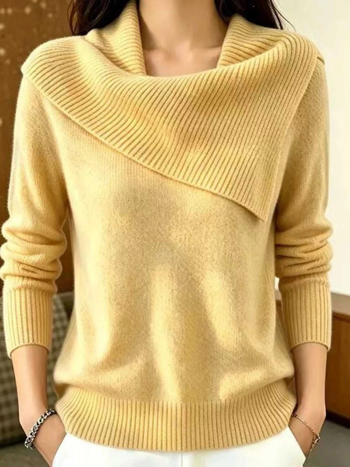 Full Size Asymmetric Ribbed Collar Sweater Plus Size 101002369014194 47 Affordable Fashion Under $100 Jerry's Apparel 