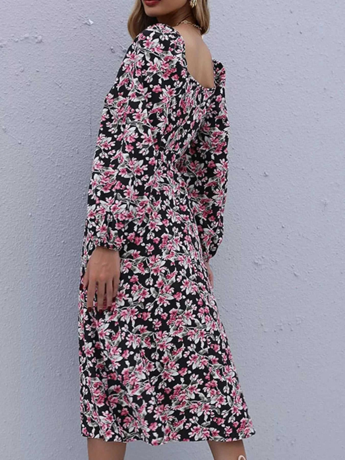 Floral Print Long Sleeve Midi Dress 100100182226731 33 Affordable Fashion Under $100 Jerry's Apparel 