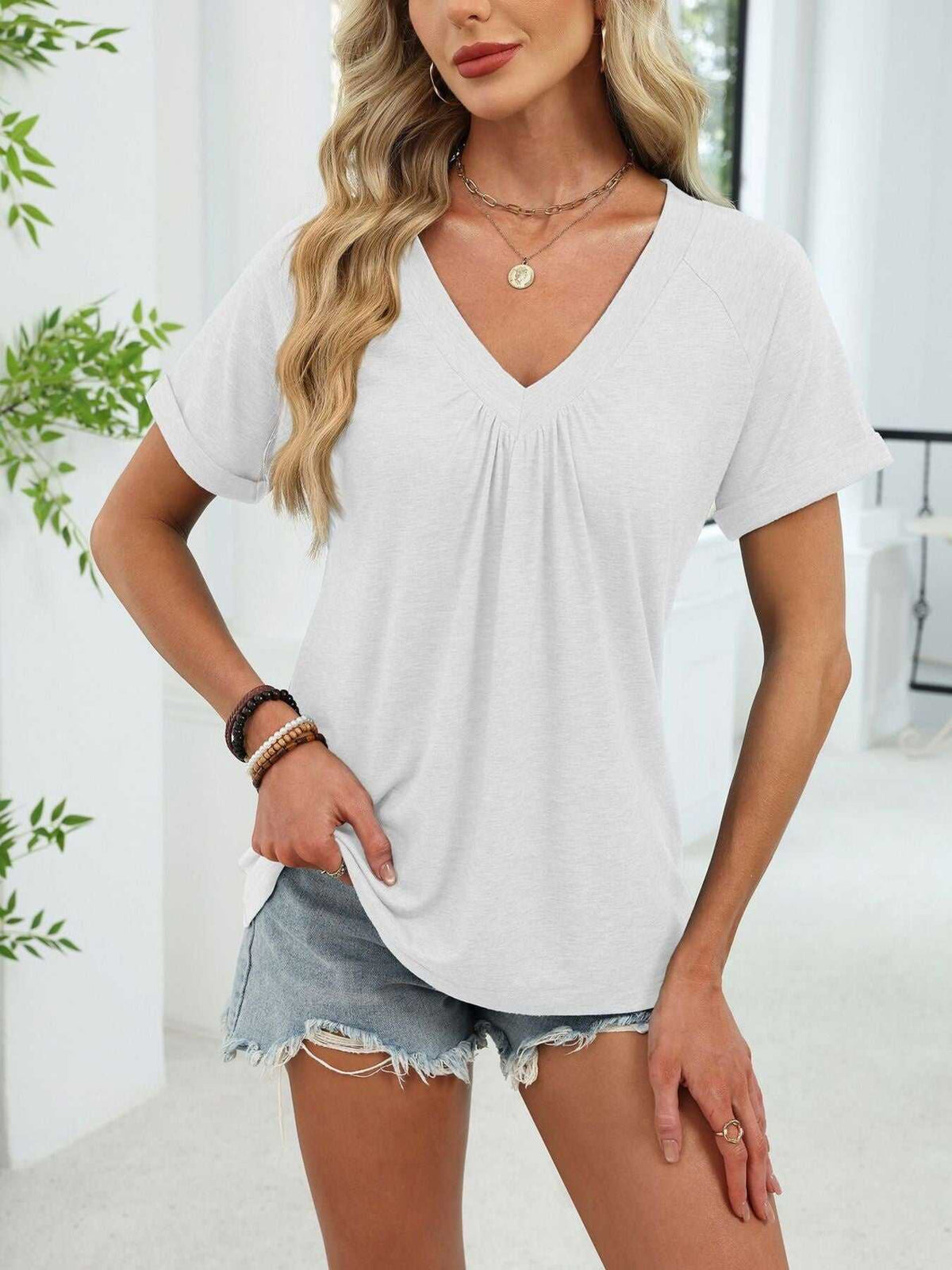 Casual V-Neck Short Sleeve T-Shirt 100100731554922 25 Affordable Fashion Under $100 Jerry's Apparel 