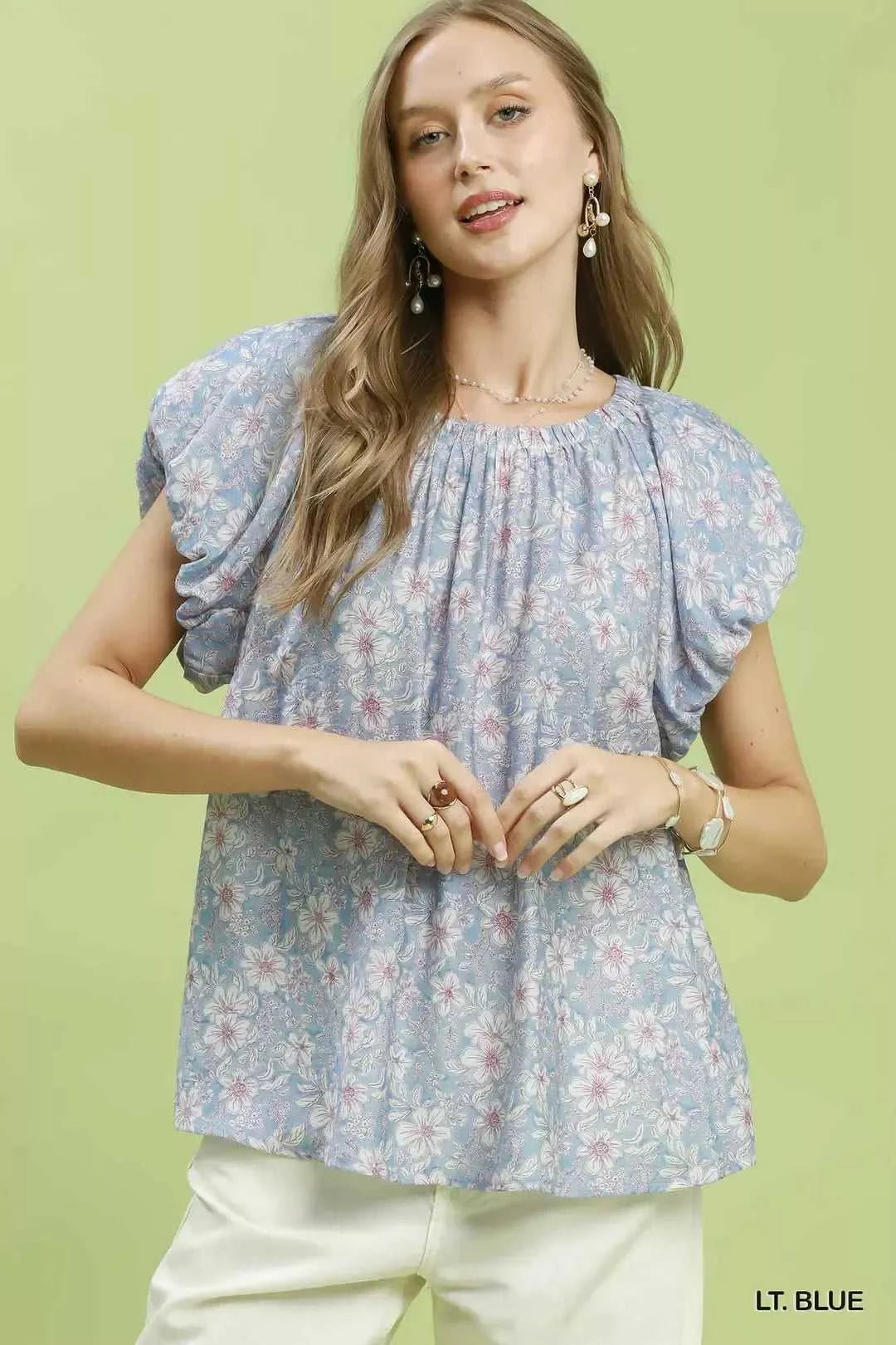 Umgee Floral Puff Sleeve Blouse 100100039441824 47 Affordable Fashion Under $100 Jerry's Apparel 