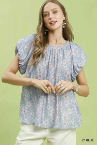 Umgee Floral Puff Sleeve Blouse 100100039441824 47 Affordable Fashion Under $100 Jerry's Apparel 