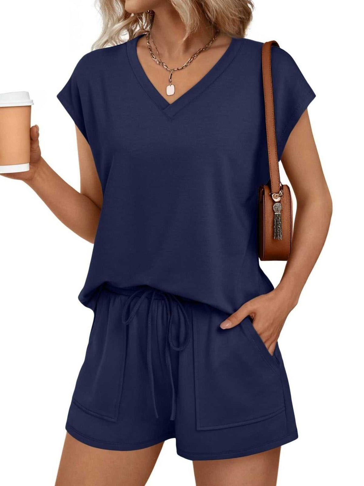 Casual V-Neck T-Shirt and Shorts Set 100100459433935 40 Affordable Fashion Under $100 Jerry's Apparel 