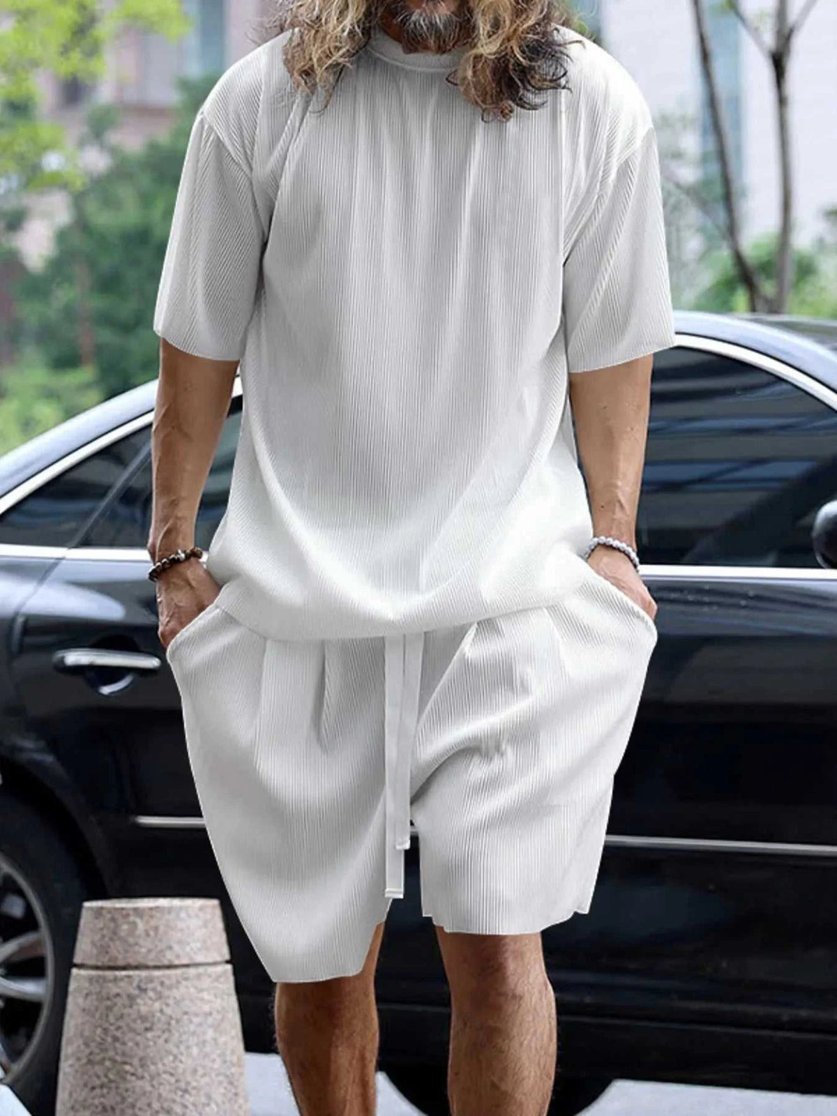 Men's Full Size Round Neck Short Sleeve Top and Shorts Set Plus Size 100400436735405 35 Affordable Fashion Under $100 Jerry's Apparel 