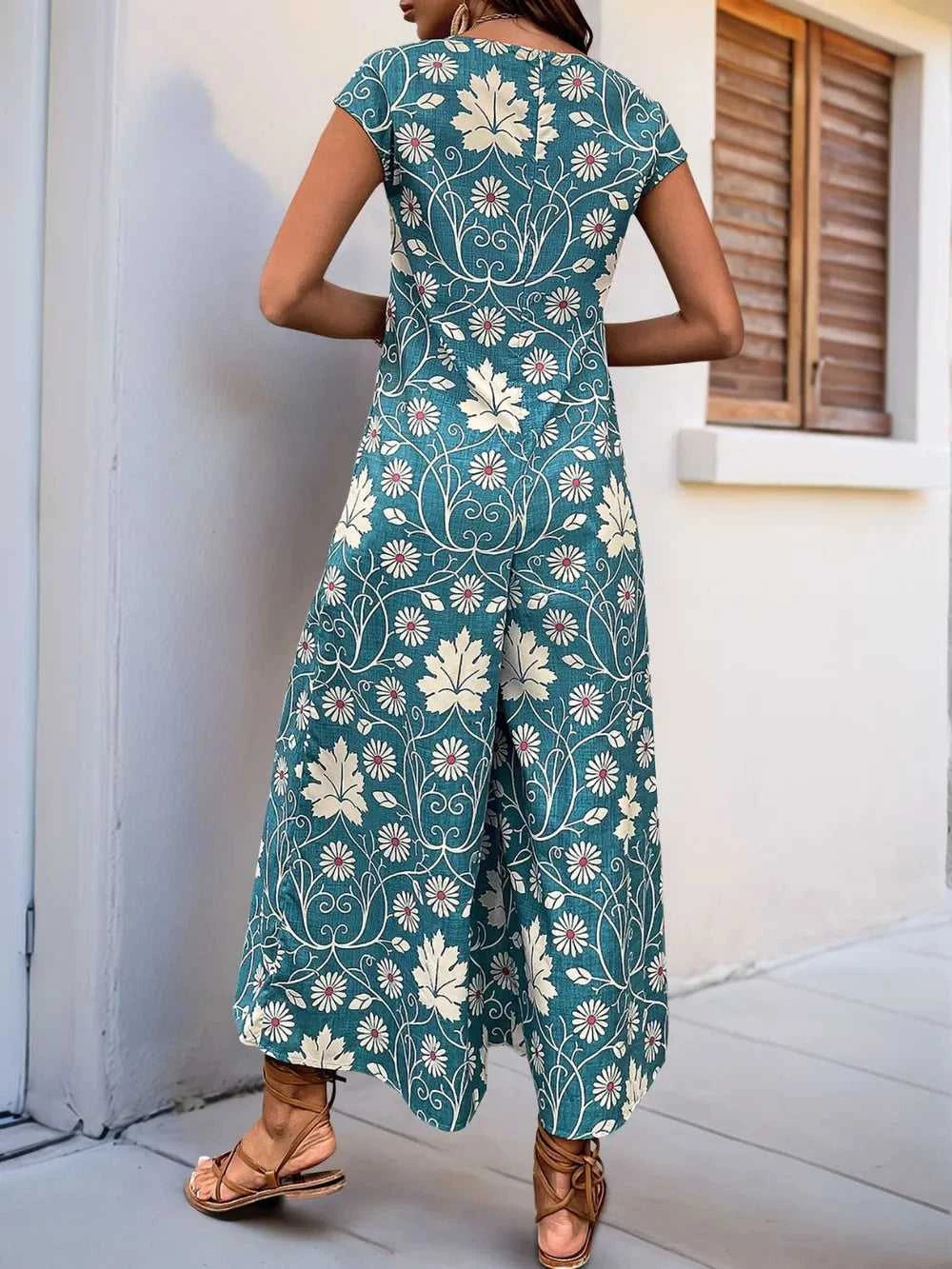 Perfee Printed Round Neck Cap Sleeve Wide Leg Jumpsuit 100100380311019 31 Affordable Fashion Under $100 Jerry's Apparel 