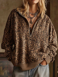 Leopard Half Zip Oversized Sweatshirt 101001634174267 49 Affordable Fashion Under $100 Jerry's Apparel 