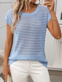 Openwork Round Neck Short Sleeve Knit Cover Up 100100244781953 22 Affordable Fashion Under $100 Jerry's Apparel 