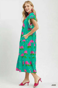Umgee Hydrangea Print Tiered Midi Dress 100100277081255 66 Affordable Fashion Under $100 Jerry's Apparel 