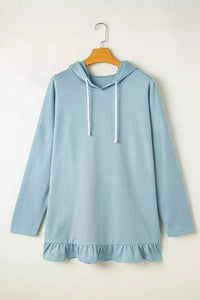 Solid Ruffled Hem Loose Fit Tunic Hoodie 100100230723975 36 Affordable Fashion Under $100 Jerry's Apparel 