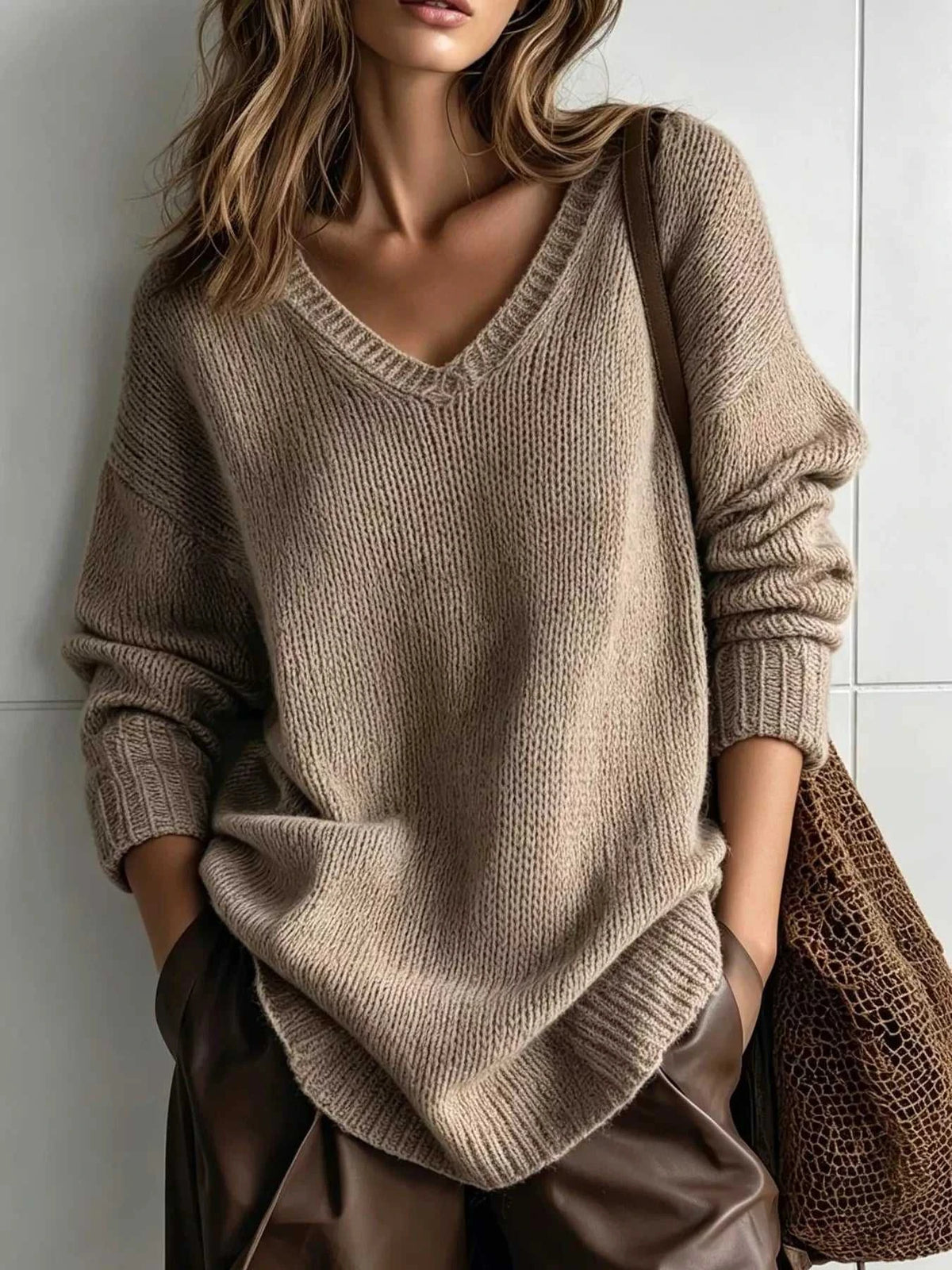 V-Neck Dropped Shoulder Sweater 101002004477831 44 Affordable Fashion Under $100 Jerry's Apparel 
