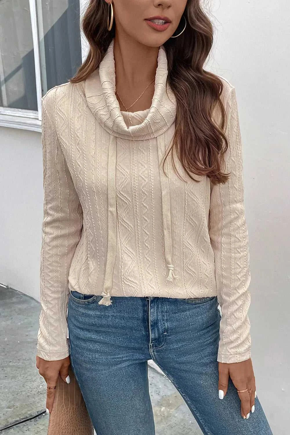Perfee Tied Mock Neck Long Sleeve Knit Top 100100118084397 33 Affordable Fashion Under $100 Jerry's Apparel 