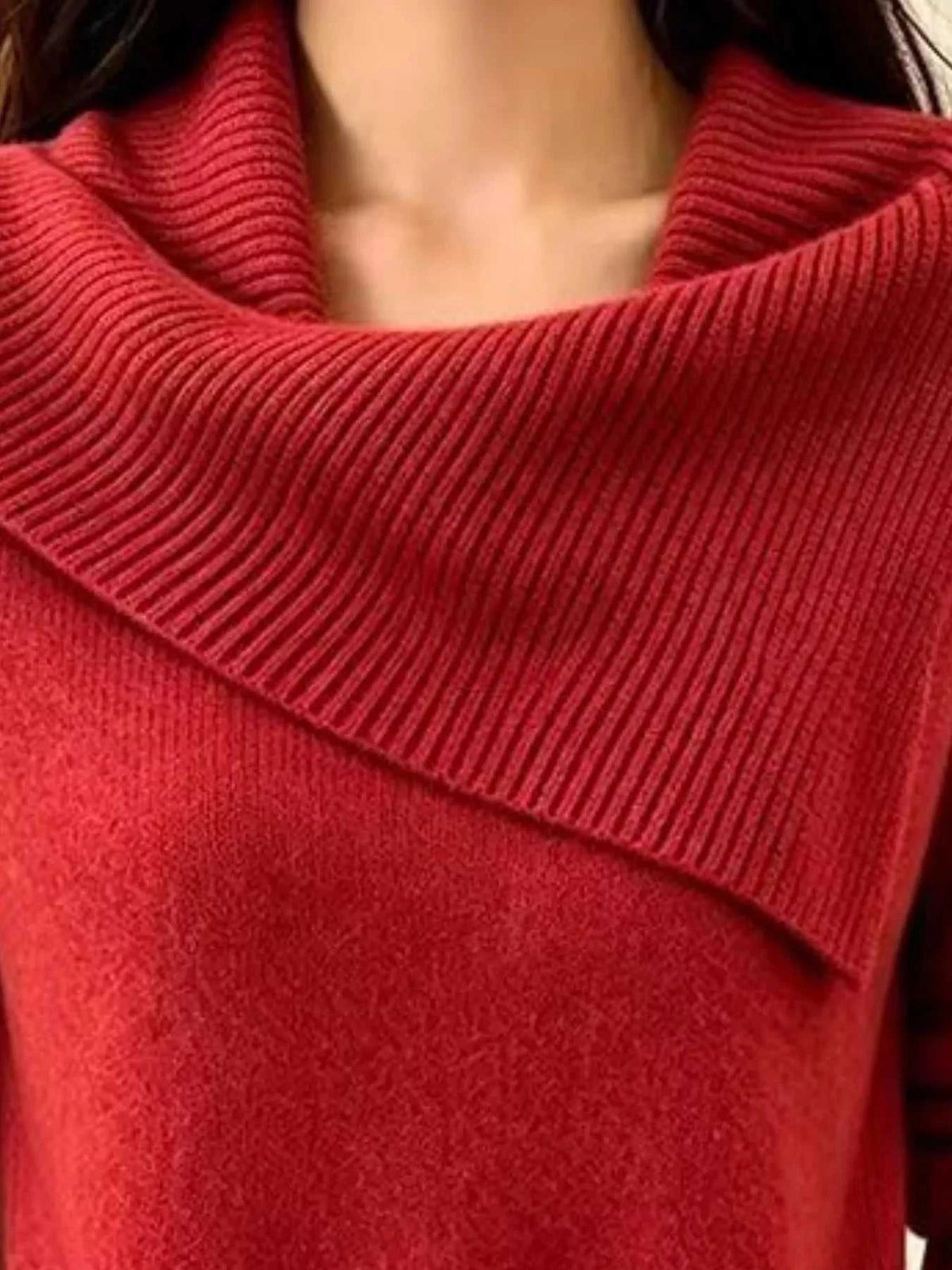 Full Size Asymmetric Ribbed Collar Sweater Plus Size 101002369014194 47 Affordable Fashion Under $100 Jerry's Apparel 