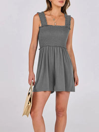 Smocked Square Neck Sleeveless Romper