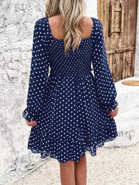 Devine Smocked Polka Dot Long Sleeve Dress 100100845229368 44 Affordable Fashion Under $100 Jerry's Apparel 