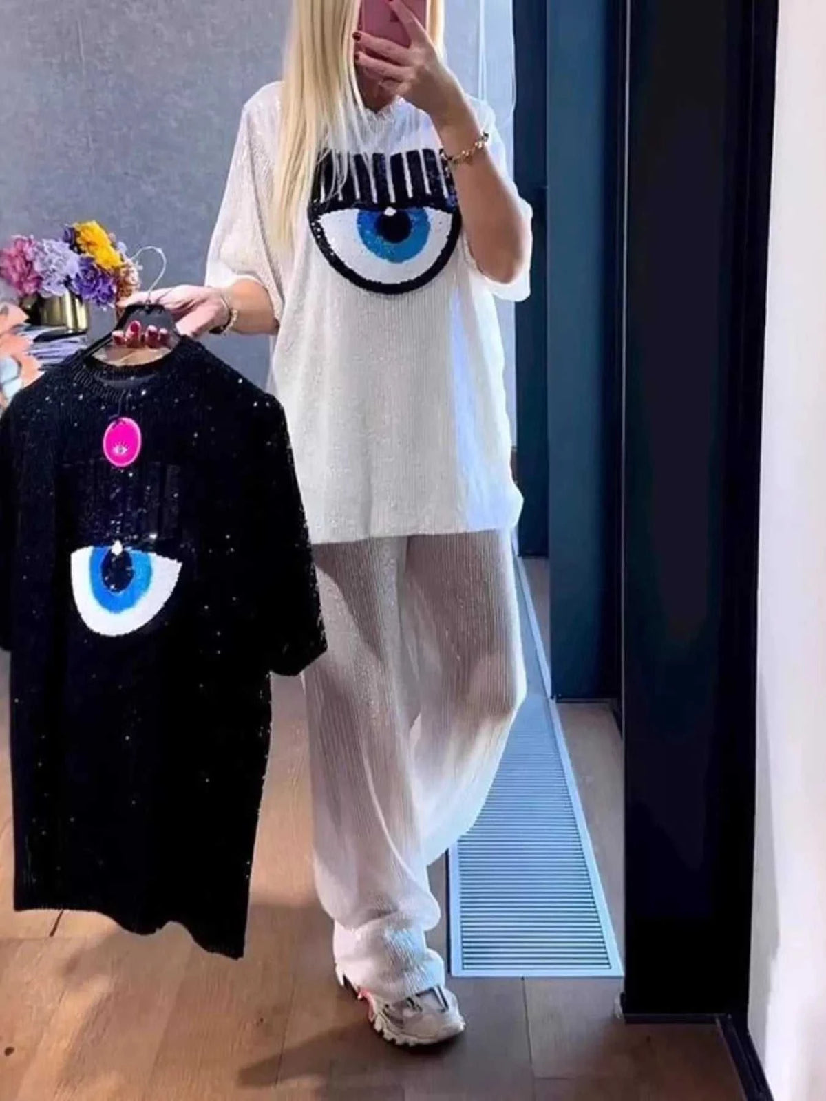 Full Size Eye-Pattern Round Neck Top and Pants Two-Piece Set Plus Size 101001969974040 37 Affordable Fashion Under $100 Jerry's Apparel 