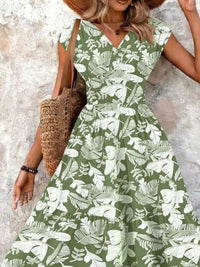 Full Size Printed V-Neck Tiered Maxi Dress Plus Size 100100096069770 30 Affordable Fashion Under $100 Jerry's Apparel 